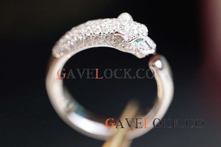 Replica Panthere Cartier Ring Silver Diamond Head